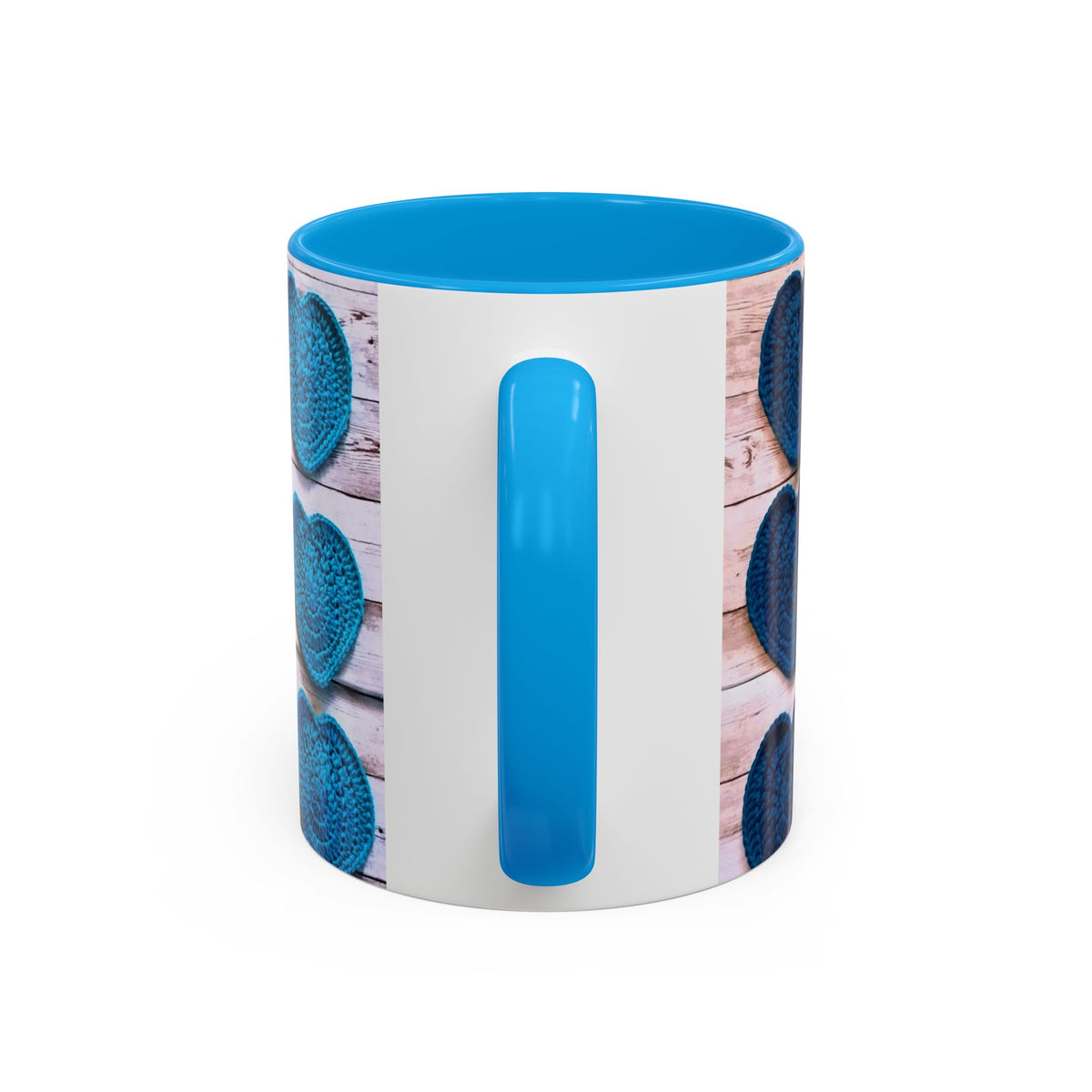 Blue Crochet Heart Mug — Colorful 11oz/15oz Ceramic Coffee Cup