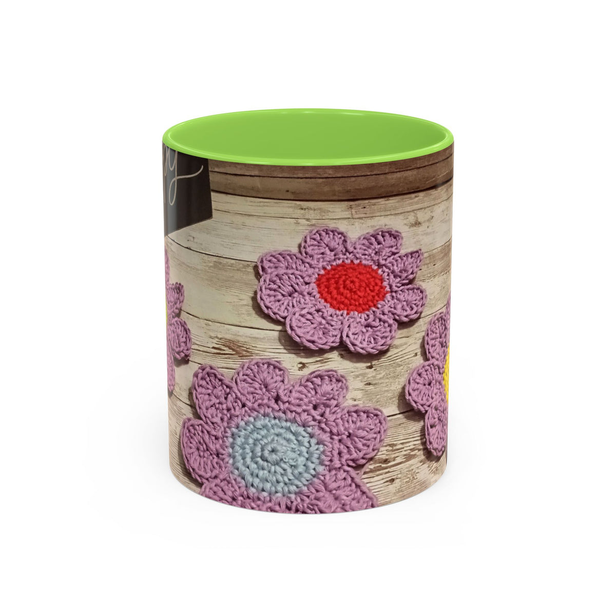 Crochet Flower Mug — Colorful Handmade Floral 11oz/15oz Coffee Cup