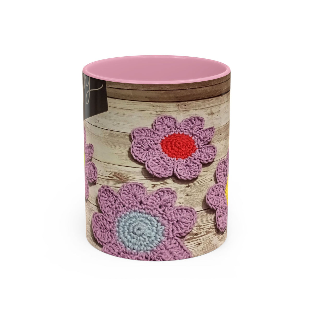 Crochet Flower Mug — Colorful Handmade Floral 11oz/15oz Coffee Cup