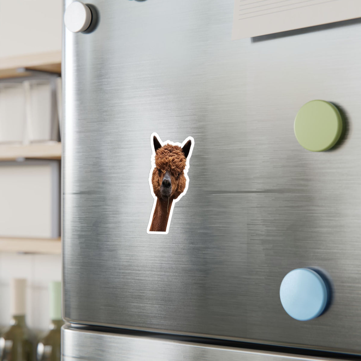 Alpaca Head Kiss-Cut Vinyl Sticker — Cute Funny Llama Decal for Laptop, Water Bottle & Car