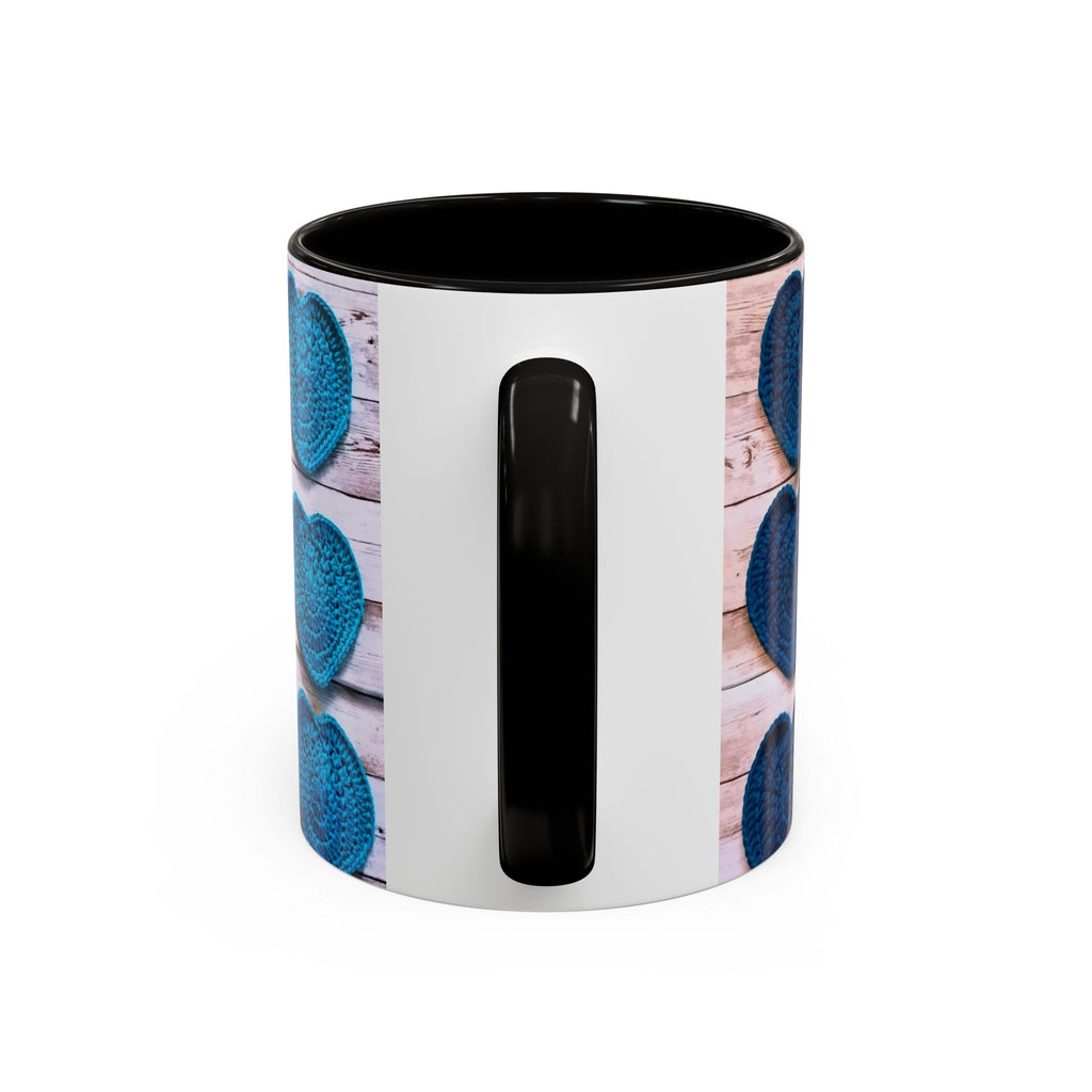 Blue Crochet Heart Mug — Colorful 11oz/15oz Ceramic Coffee Cup