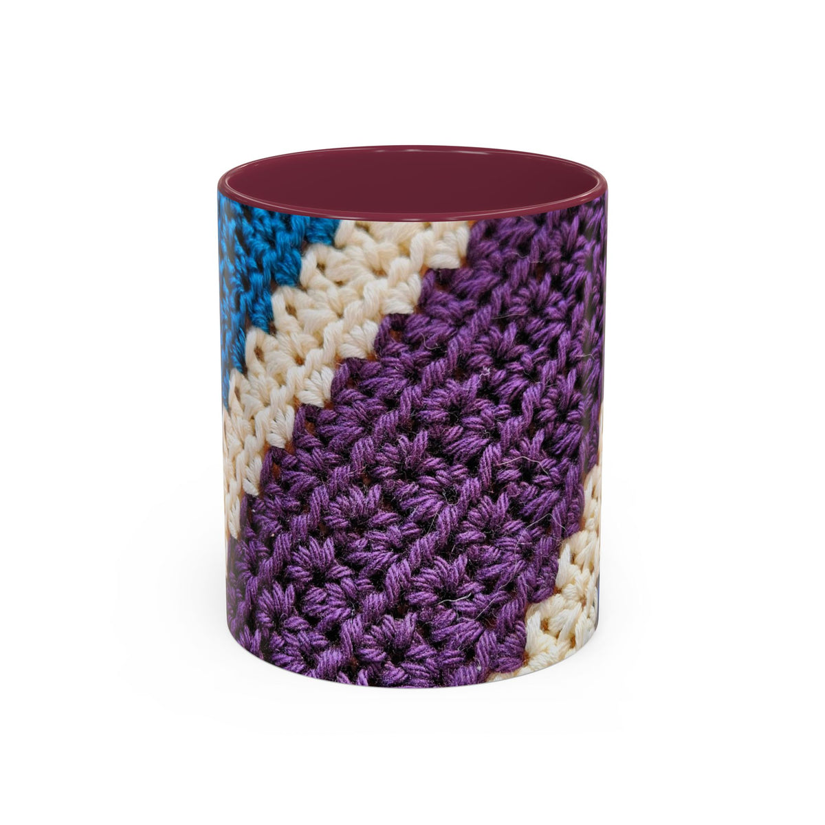Cozy Crochet Pattern Coffee Mug — Colorful 11oz & 15oz Ceramic
