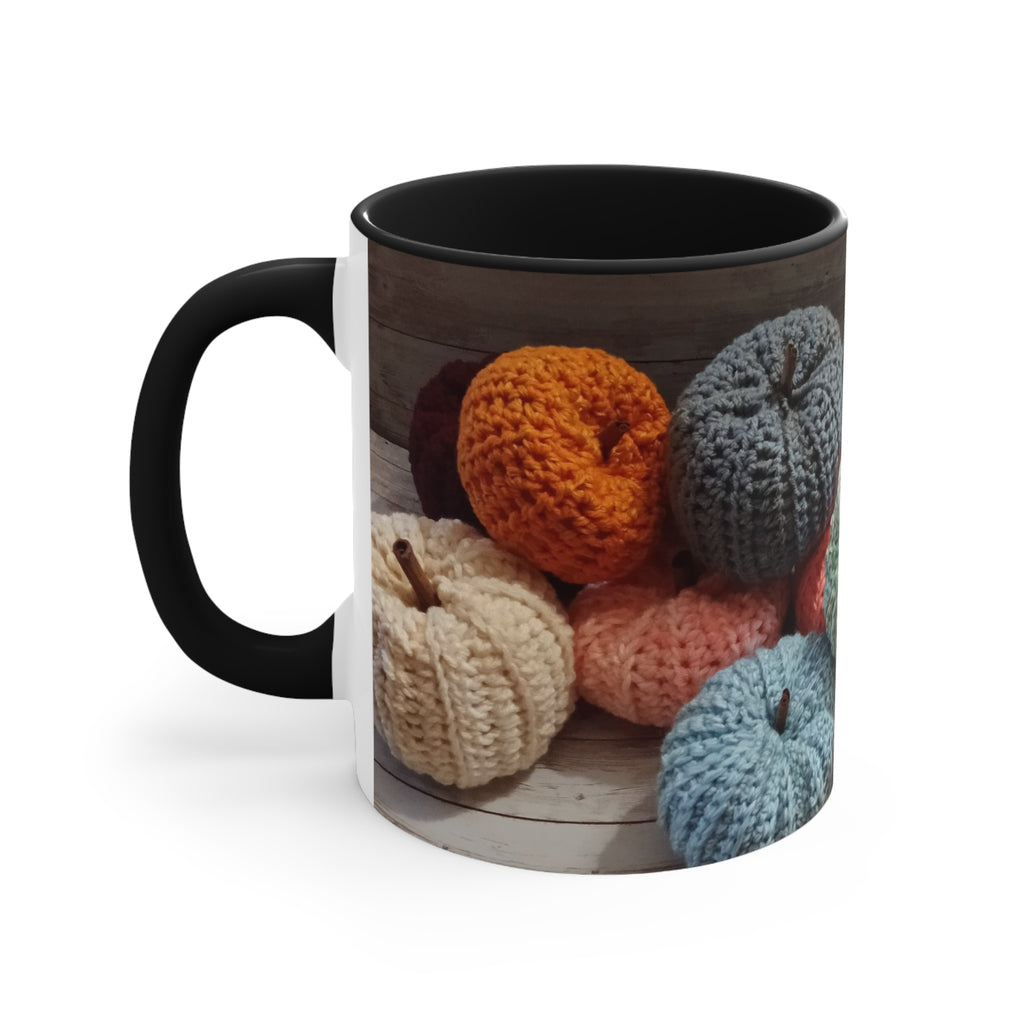 Crocheted Pumpkin Accent Mug — Cozy Fall Coffee Cup