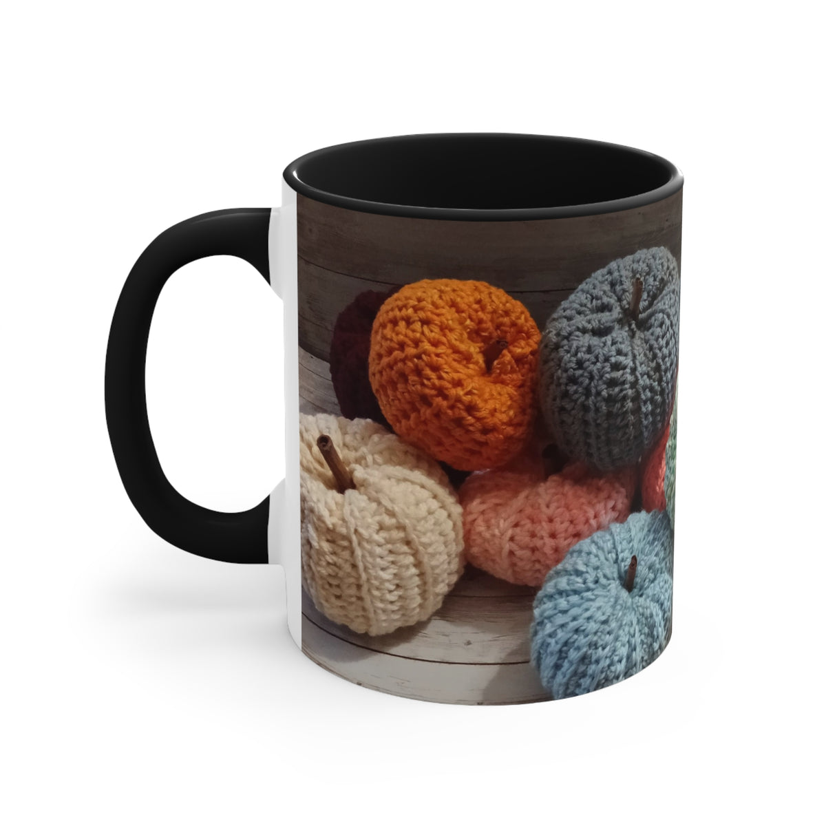 Crocheted Pumpkin Accent Mug — Cozy Fall Coffee Cup