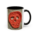 Crochet Skull Mug — Colorful 11oz/15oz Coffee Cup (Orange Day of the Dead Vibe)