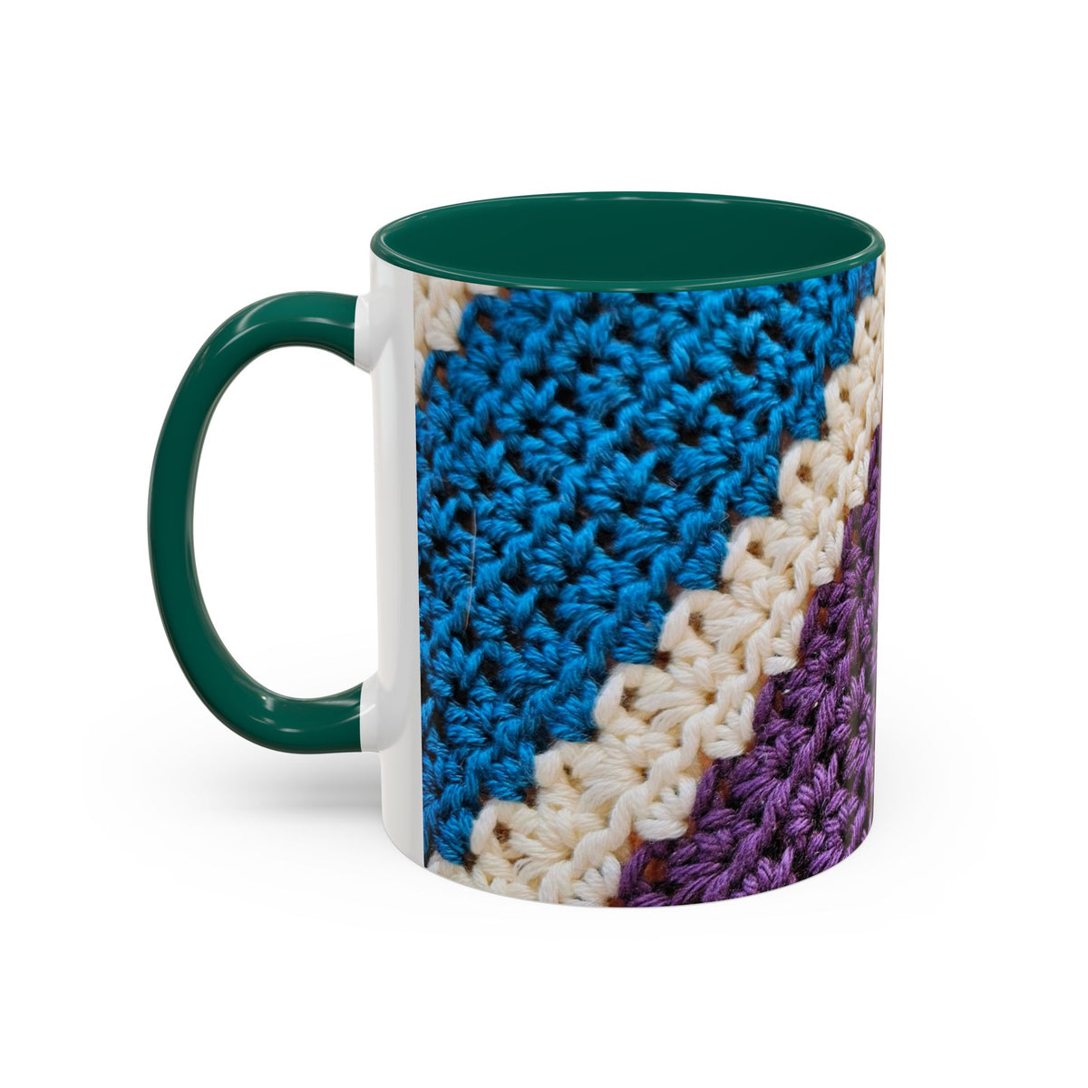 Cozy Crochet Pattern Coffee Mug — Colorful 11oz & 15oz Ceramic