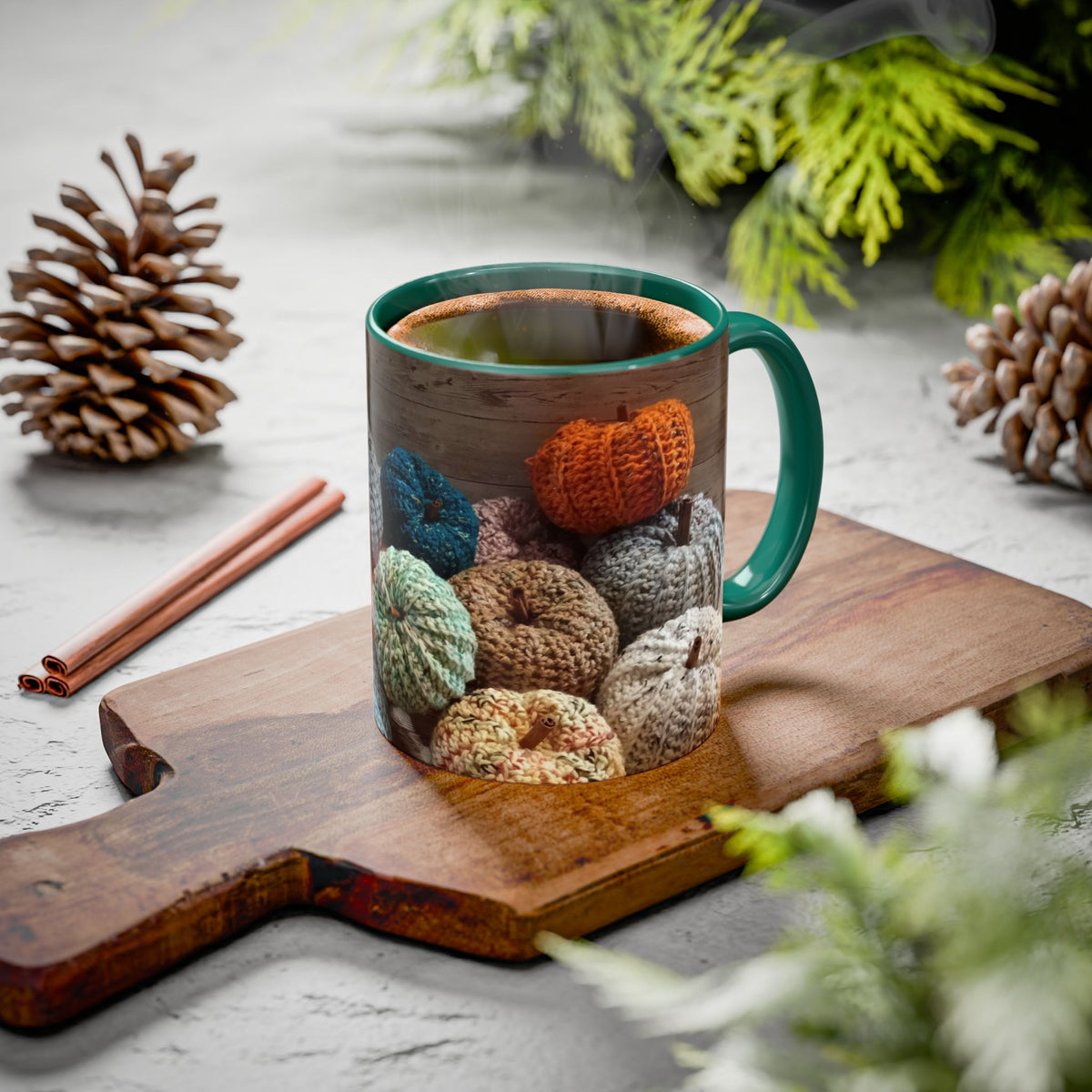 Crocheted Pumpkin Fall Mug – Cozy Autumn Coffee Cup (11oz/15oz)