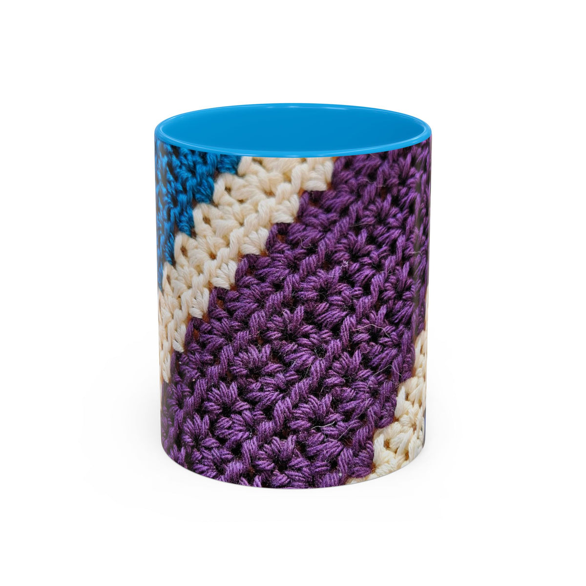 Cozy Crochet Pattern Coffee Mug — Colorful 11oz & 15oz Ceramic