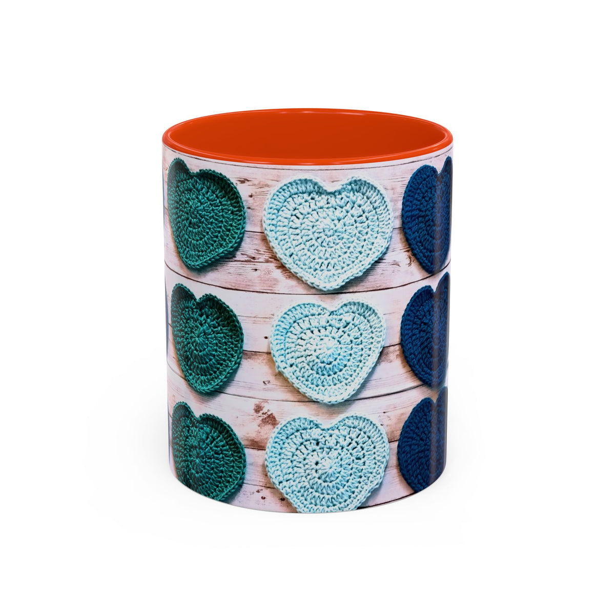 Blue Crochet Heart Mug — Colorful 11oz/15oz Ceramic Coffee Cup