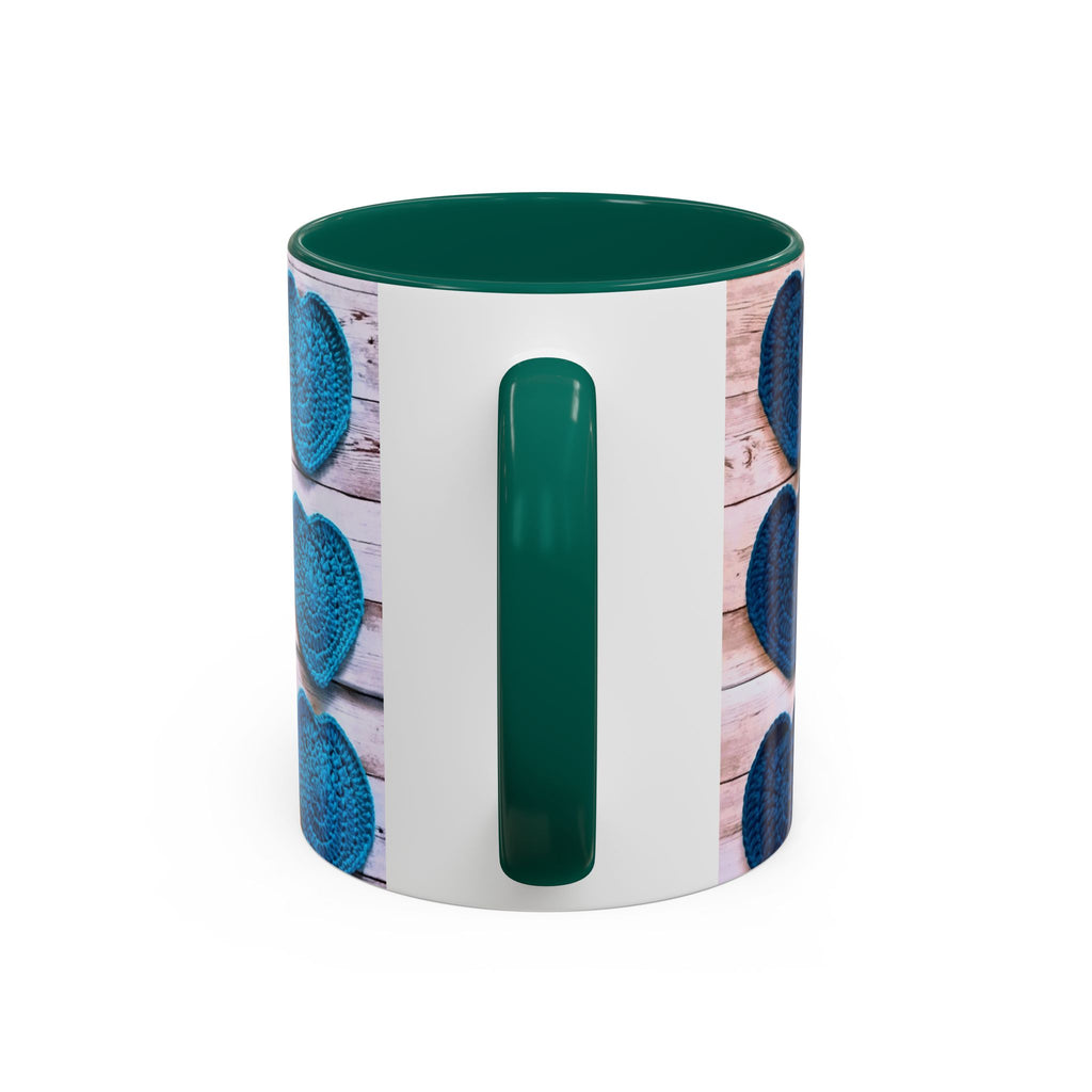 Blue Crochet Heart Mug — Colorful 11oz/15oz Ceramic Coffee Cup