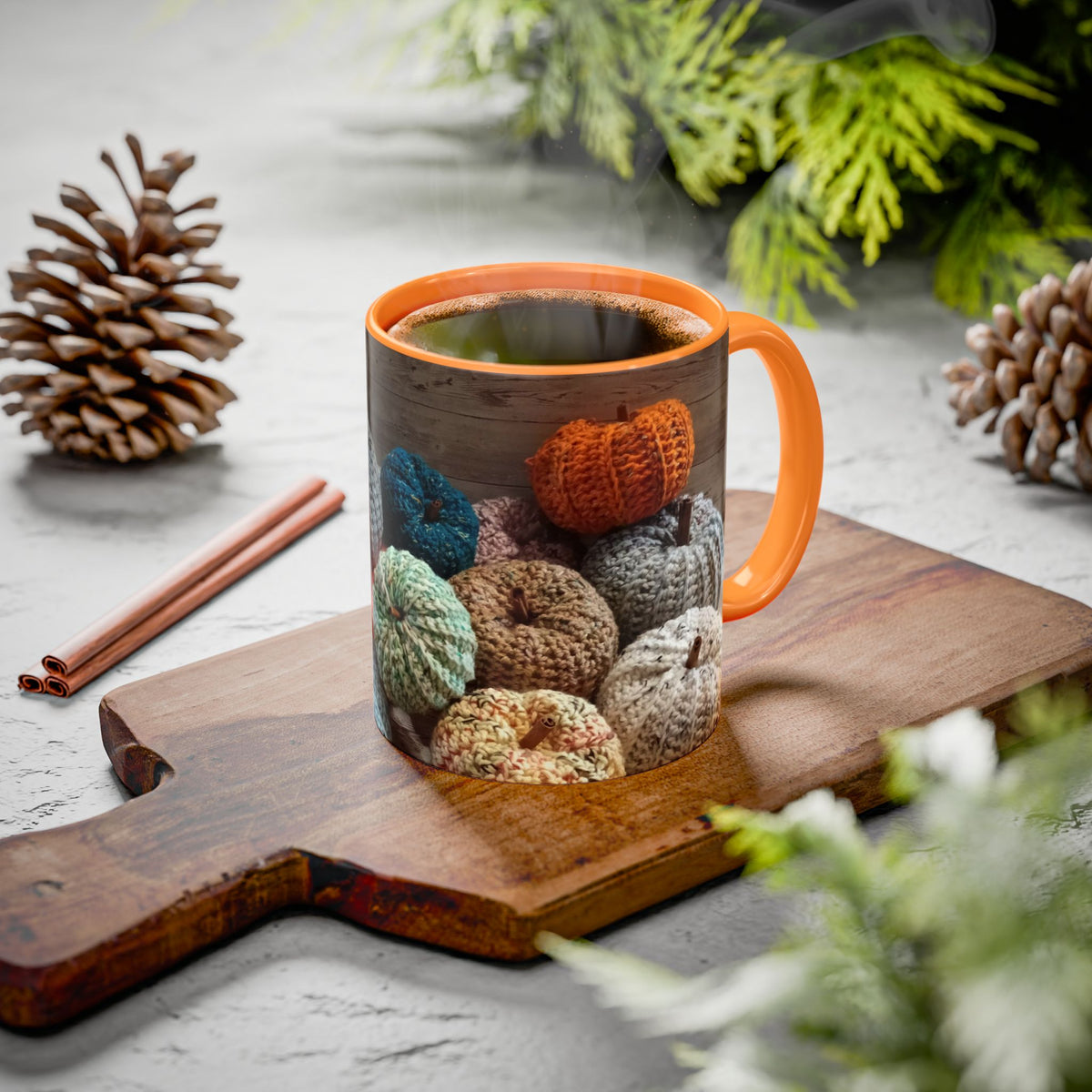 Crocheted Pumpkin Fall Mug – Cozy Autumn Coffee Cup (11oz/15oz)