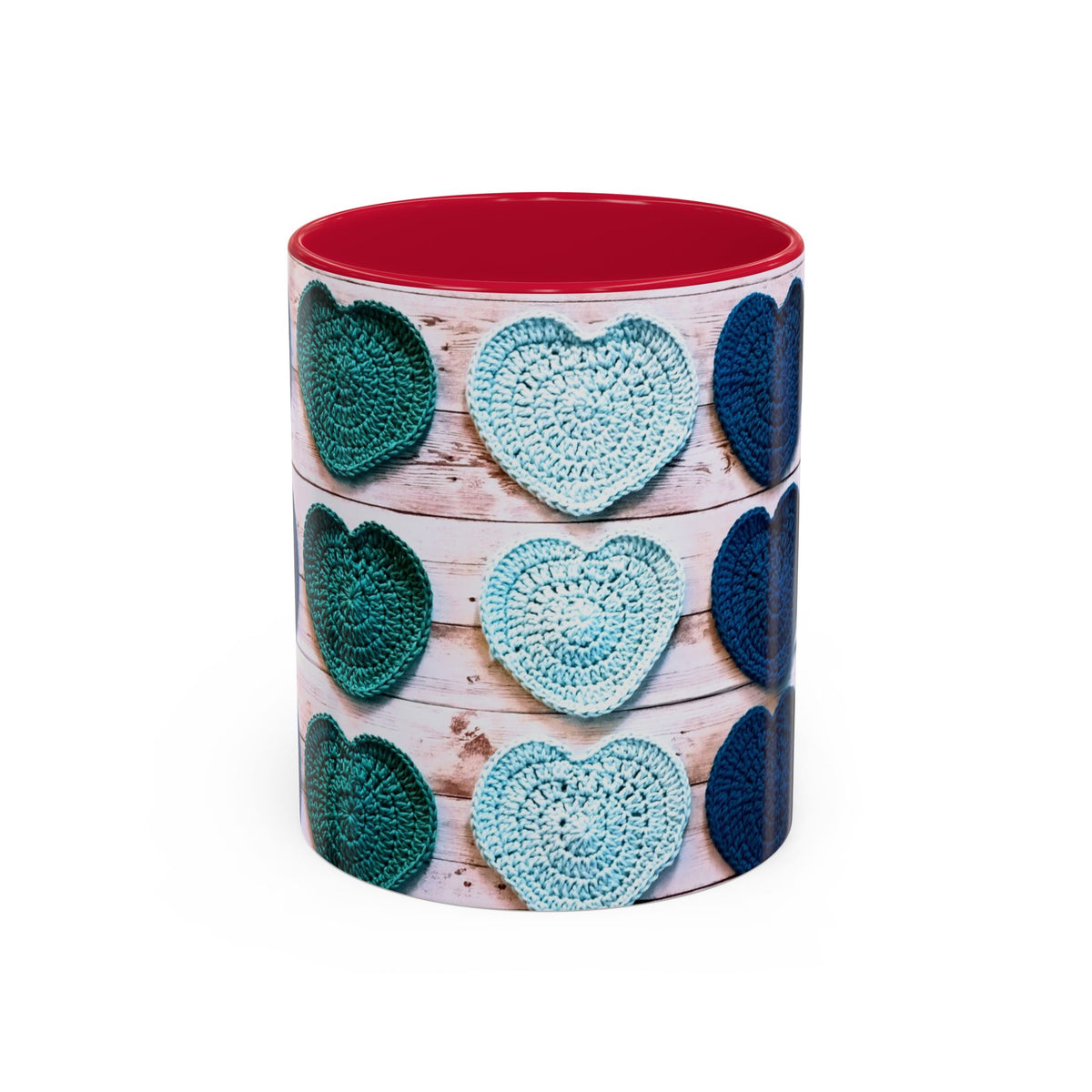 Blue Crochet Heart Mug — Colorful 11oz/15oz Ceramic Coffee Cup