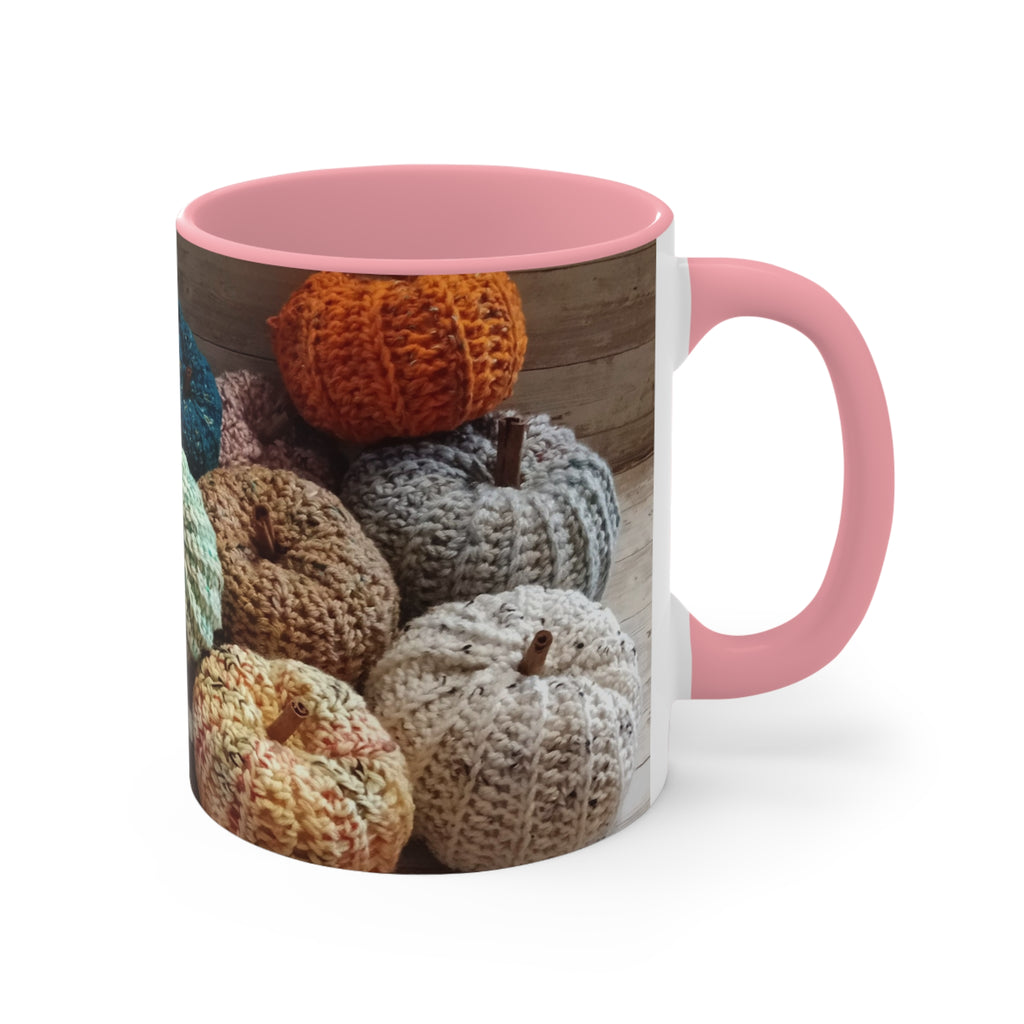 Crocheted Pumpkin Accent Mug — Cozy Fall Coffee Cup