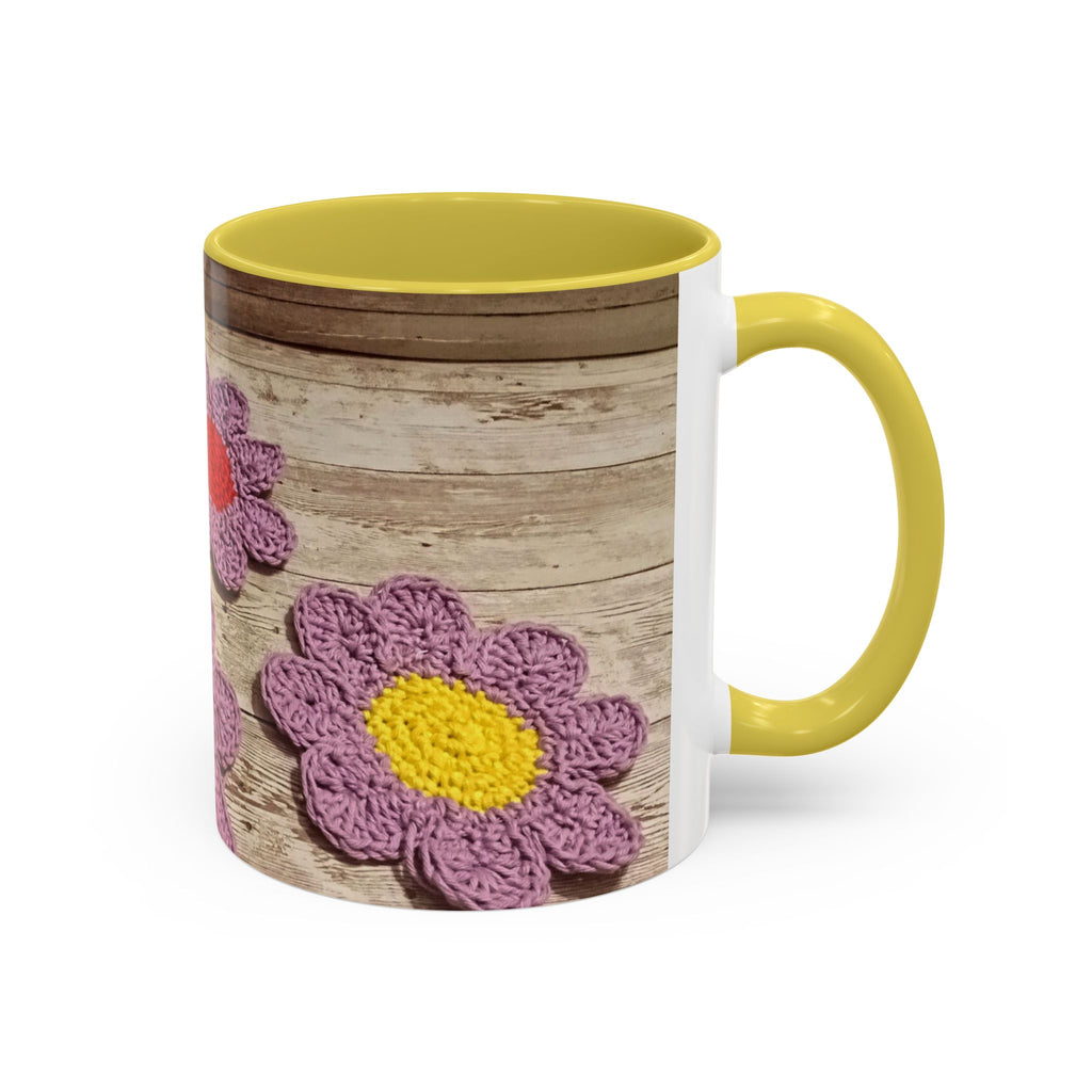 Crochet Flower Mug — Colorful Handmade Floral 11oz/15oz Coffee Cup