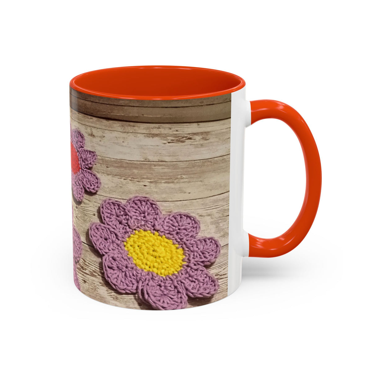 Crochet Flower Mug — Colorful Handmade Floral 11oz/15oz Coffee Cup