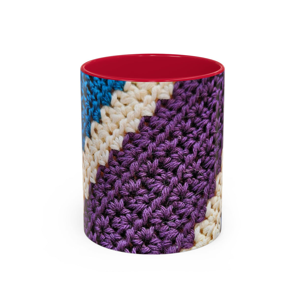 Cozy Crochet Pattern Coffee Mug — Colorful 11oz & 15oz Ceramic