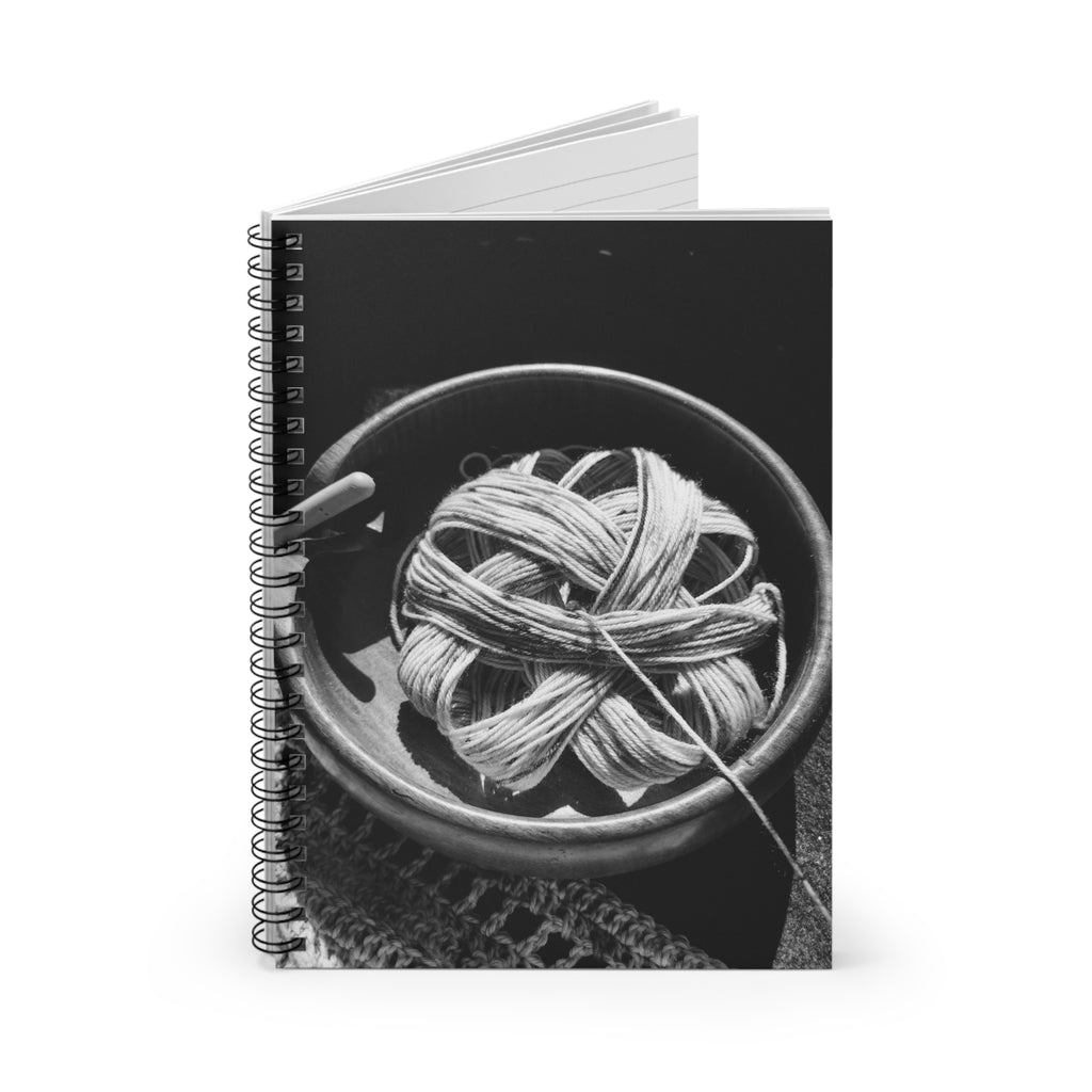 Black & White Yarn Bowl Spiral Notebook — Crochets Project Journal (Ruled)