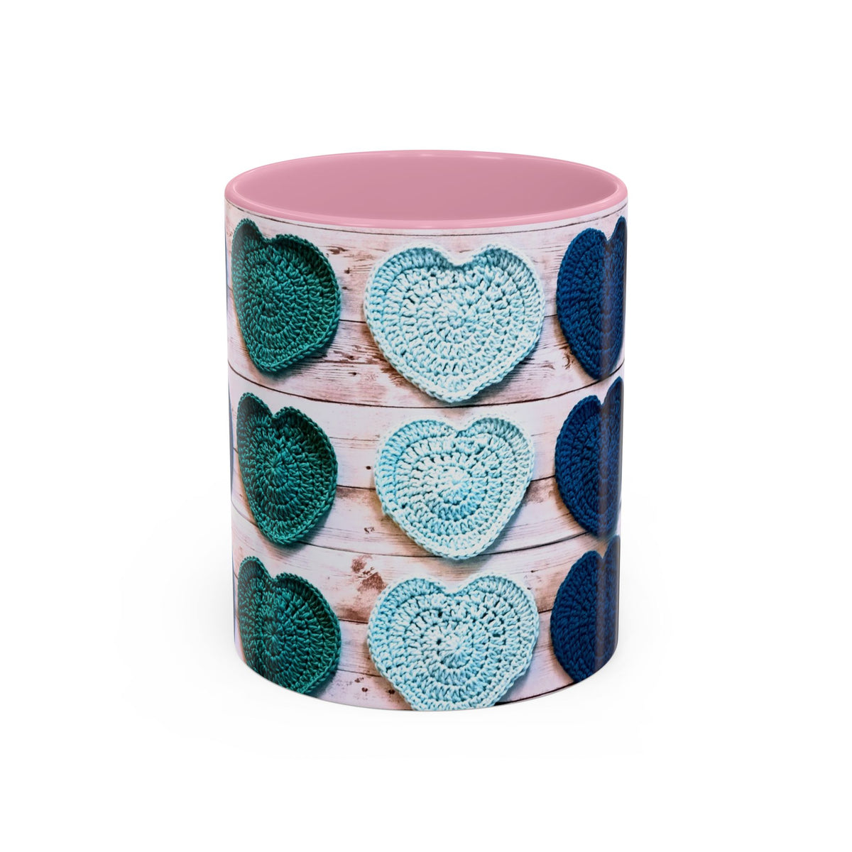 Blue Crochet Heart Mug — Colorful 11oz/15oz Ceramic Coffee Cup
