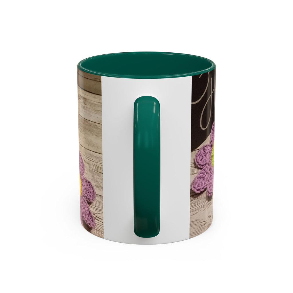 Crochet Flower Mug — Colorful Handmade Floral 11oz/15oz Coffee Cup