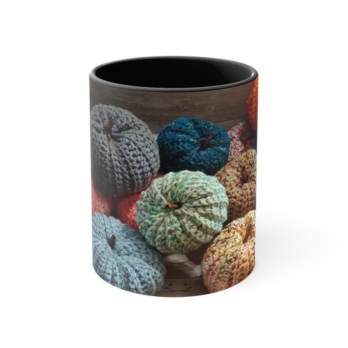 Crocheted Pumpkin Accent Mug — Cozy Fall Coffee Cup