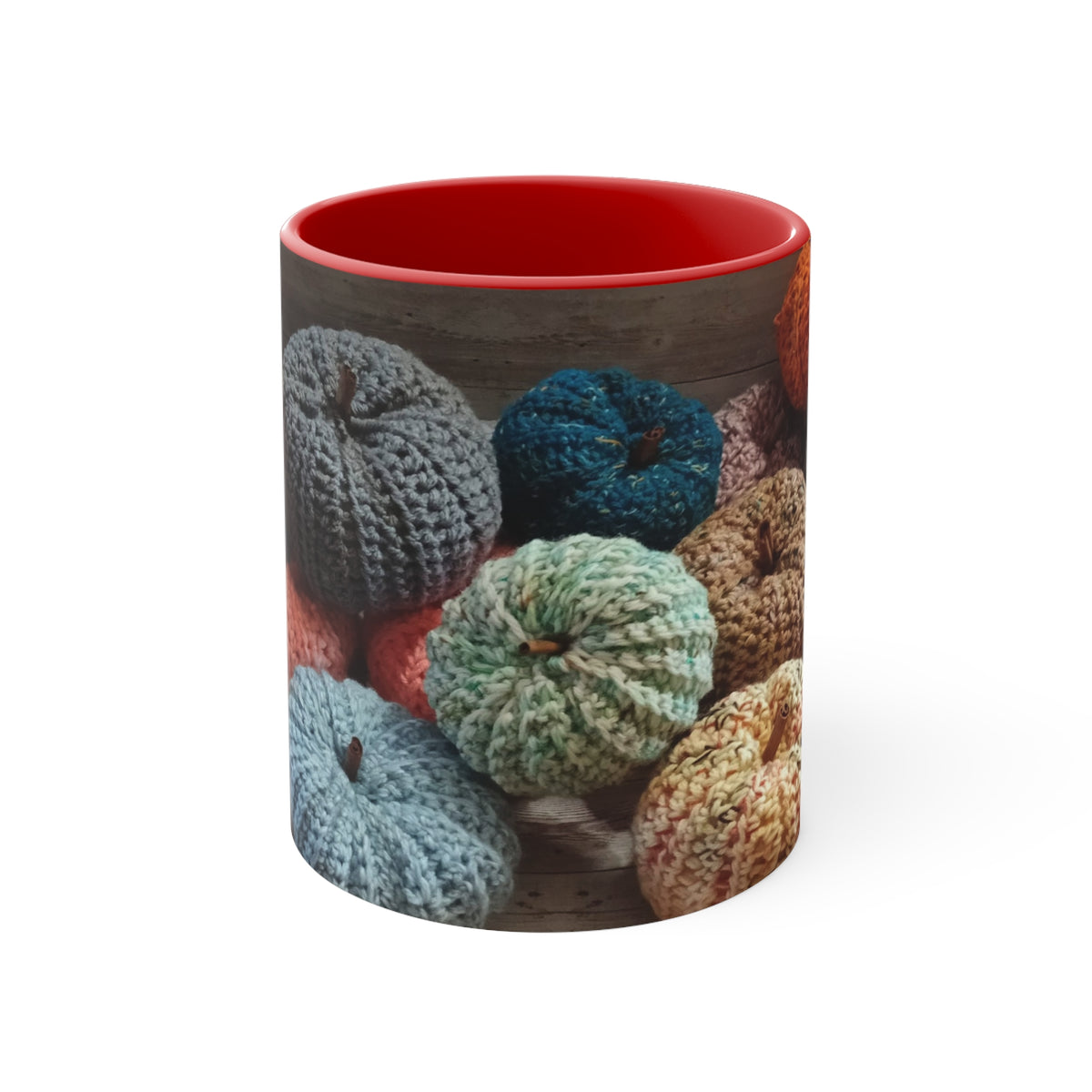 Crocheted Pumpkin Accent Mug — Cozy Fall Coffee Cup