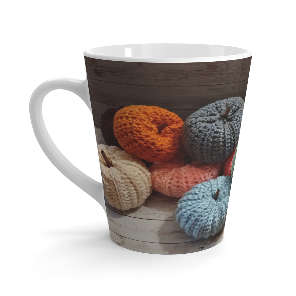 Crochet Pumpkin Latte Mug — Cozy Autumn Fall Coffee Cup