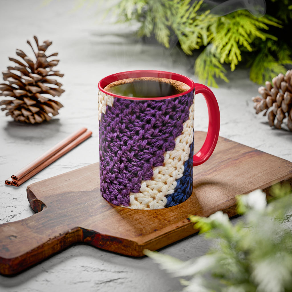Cozy Crochet Pattern Coffee Mug — Colorful 11oz & 15oz Ceramic
