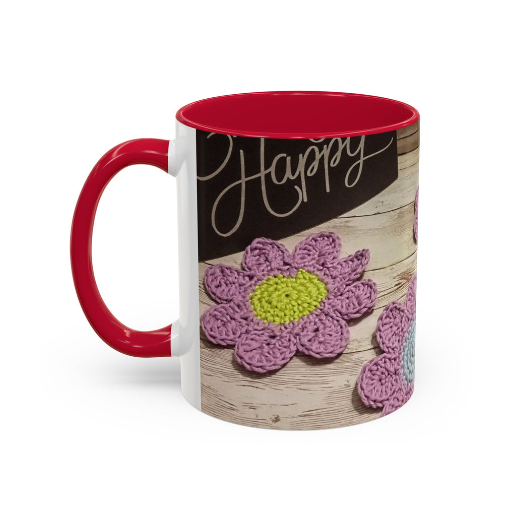 Crochet Flower Mug — Colorful Handmade Floral 11oz/15oz Coffee Cup