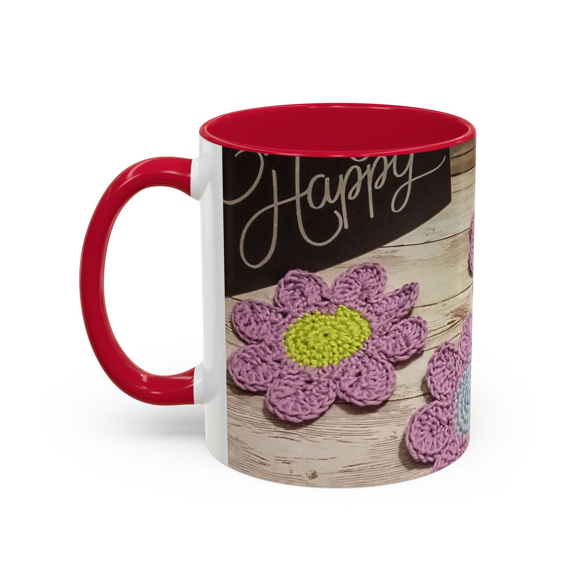Crochet Flower Mug — Colorful Handmade Floral 11oz/15oz Coffee Cup