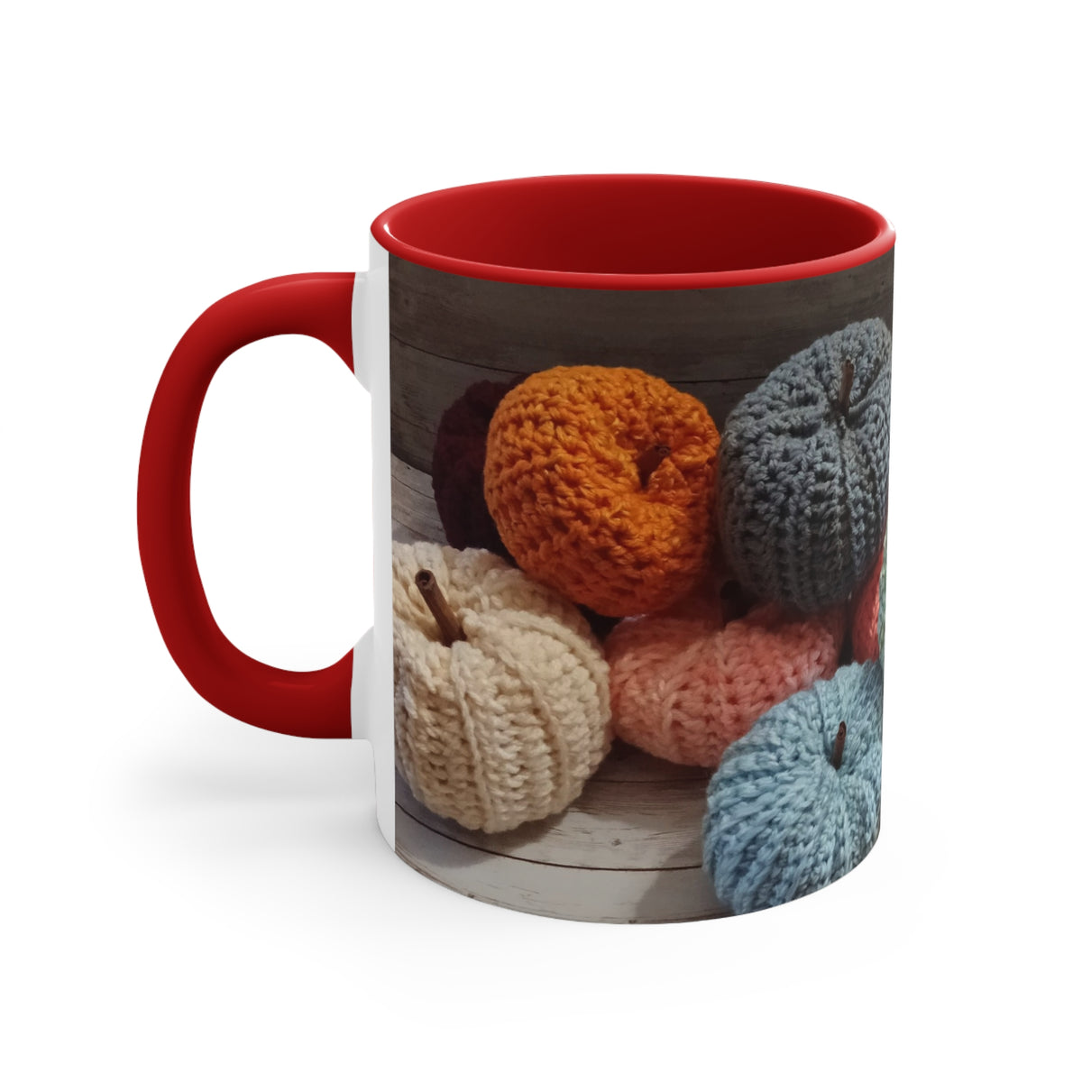 Crocheted Pumpkin Accent Mug — Cozy Fall Coffee Cup