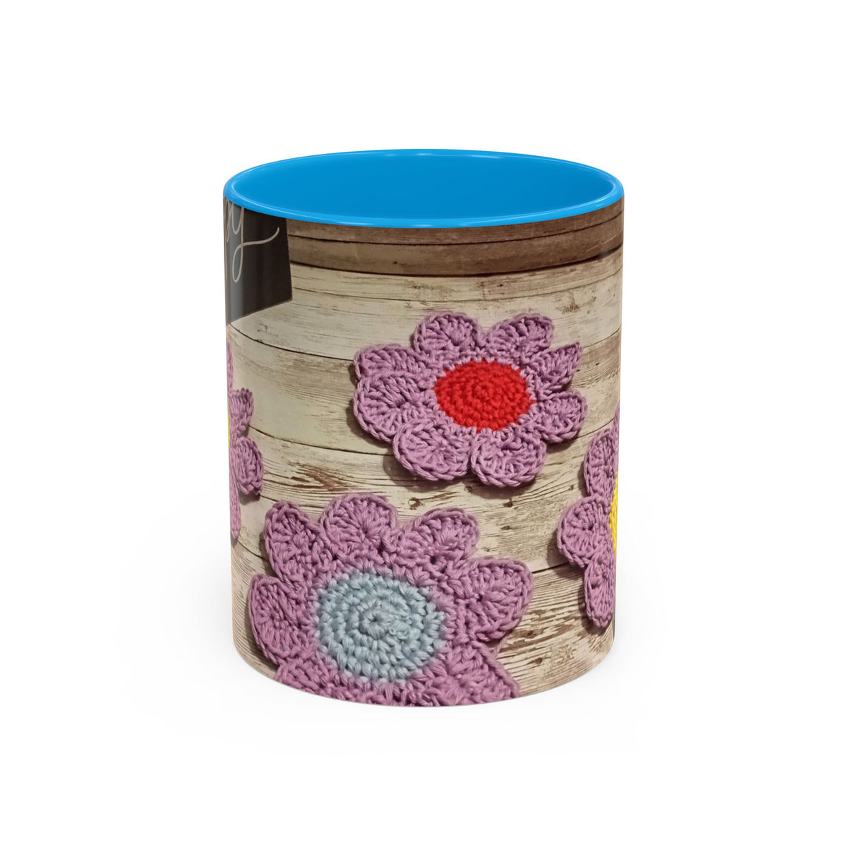 Crochet Flower Mug — Colorful Handmade Floral 11oz/15oz Coffee Cup
