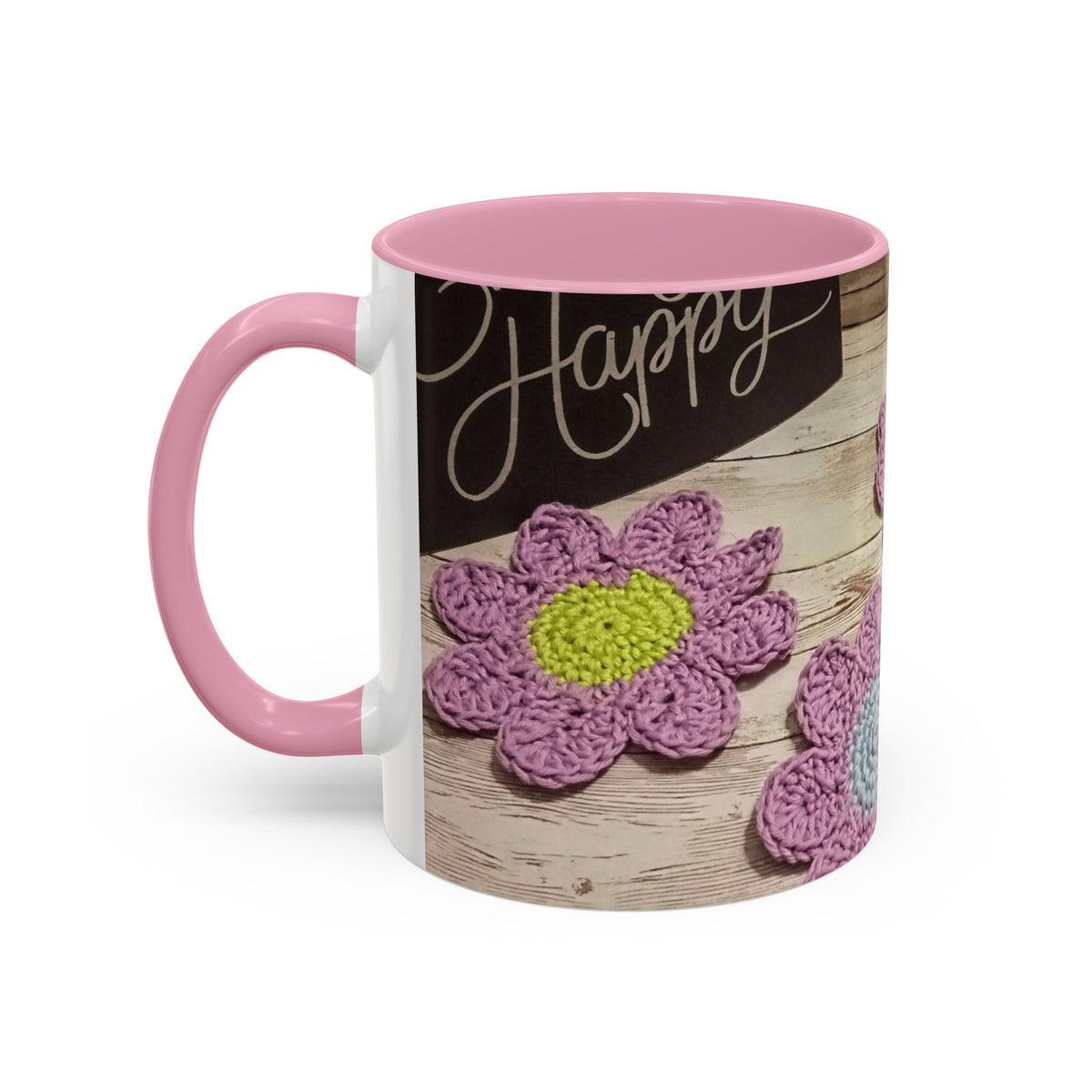 Crochet Flower Mug — Colorful Handmade Floral 11oz/15oz Coffee Cup