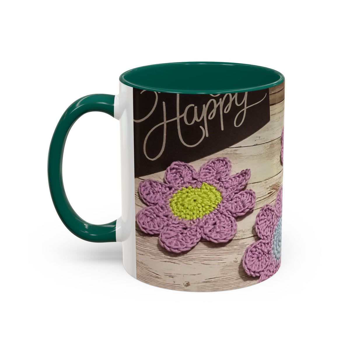 Crochet Flower Mug — Colorful Handmade Floral 11oz/15oz Coffee Cup