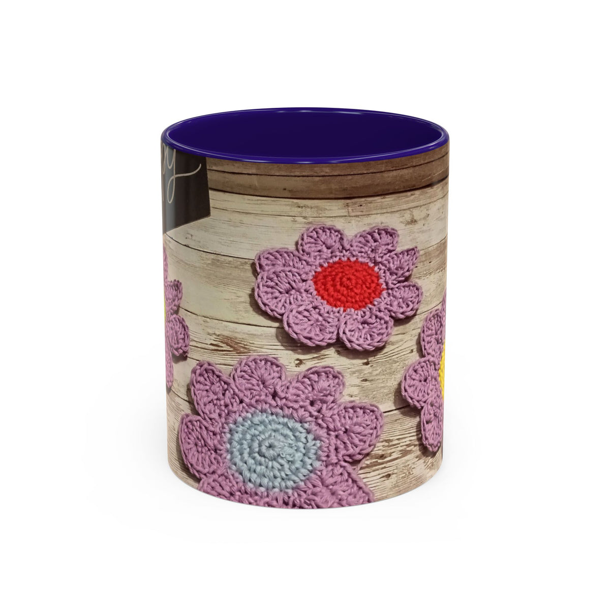 Crochet Flower Mug — Colorful Handmade Floral 11oz/15oz Coffee Cup