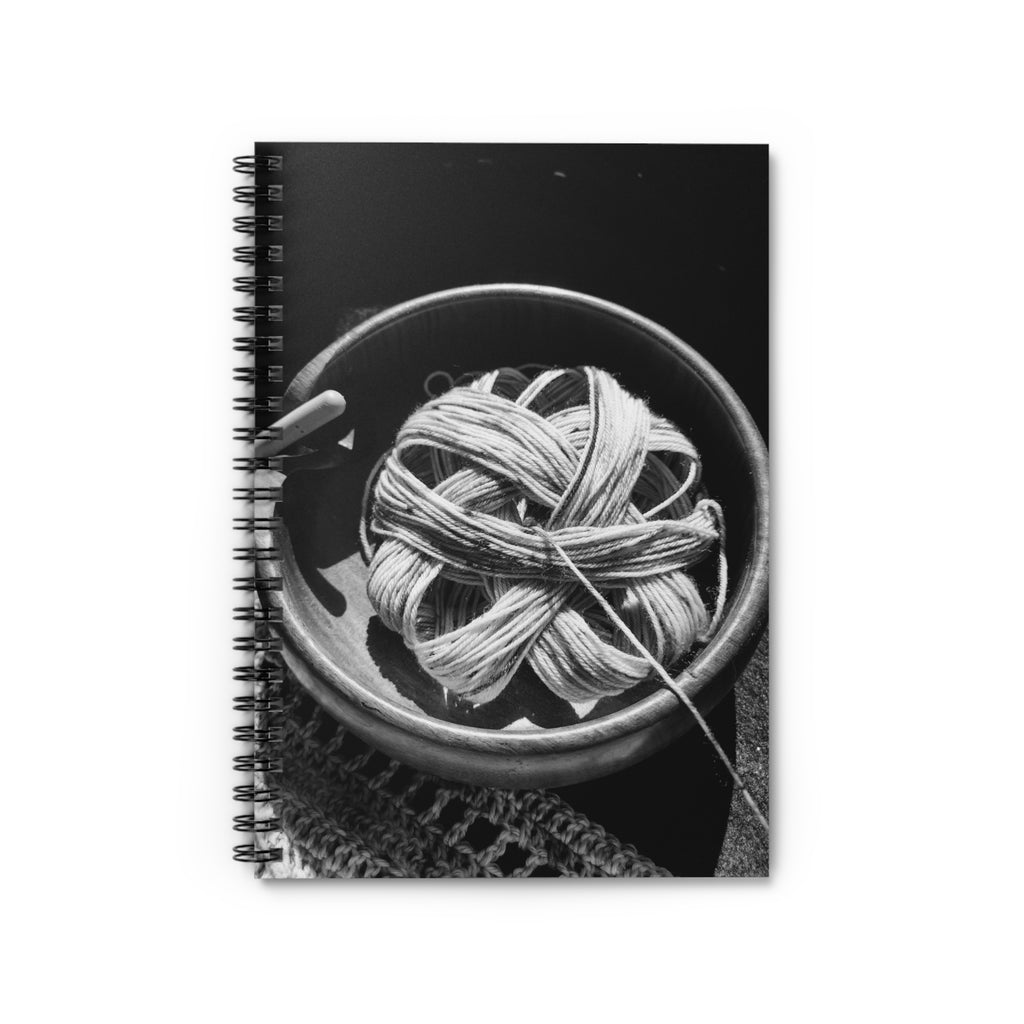 Black & White Yarn Bowl Spiral Notebook — Crochets Project Journal (Ruled)