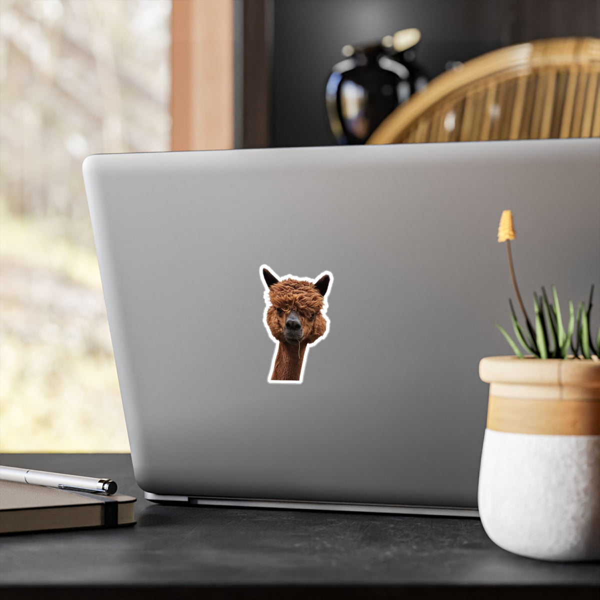 Alpaca Head Kiss-Cut Vinyl Sticker — Cute Funny Llama Decal for Laptop, Water Bottle & Car
