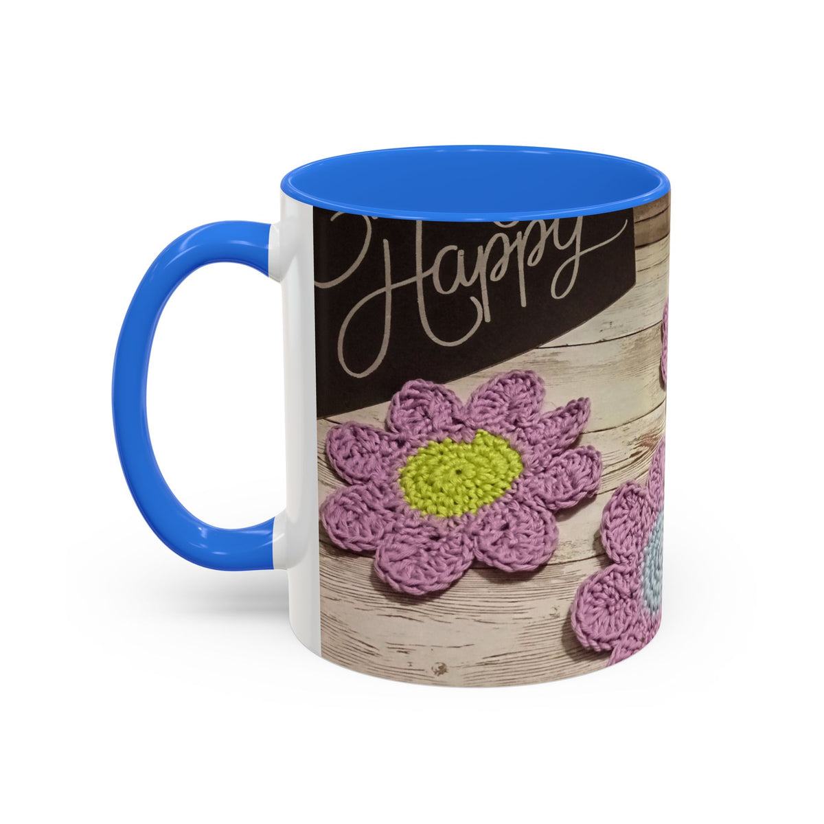 Crochet Flower Mug — Colorful Handmade Floral 11oz/15oz Coffee Cup