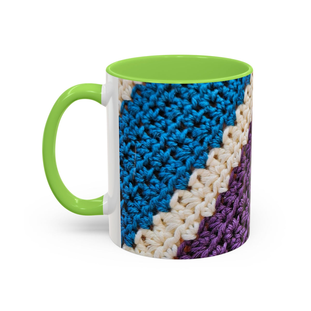 Cozy Crochet Pattern Coffee Mug — Colorful 11oz & 15oz Ceramic