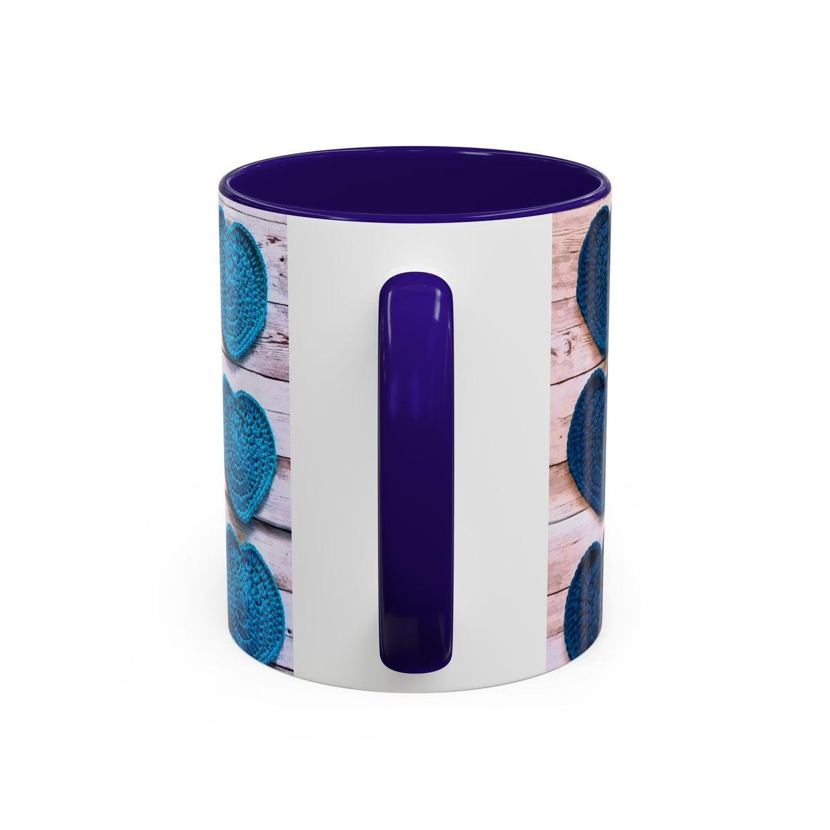 Blue Crochet Heart Mug — Colorful 11oz/15oz Ceramic Coffee Cup