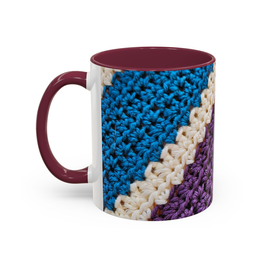 Cozy Crochet Pattern Coffee Mug — Colorful 11oz & 15oz Ceramic