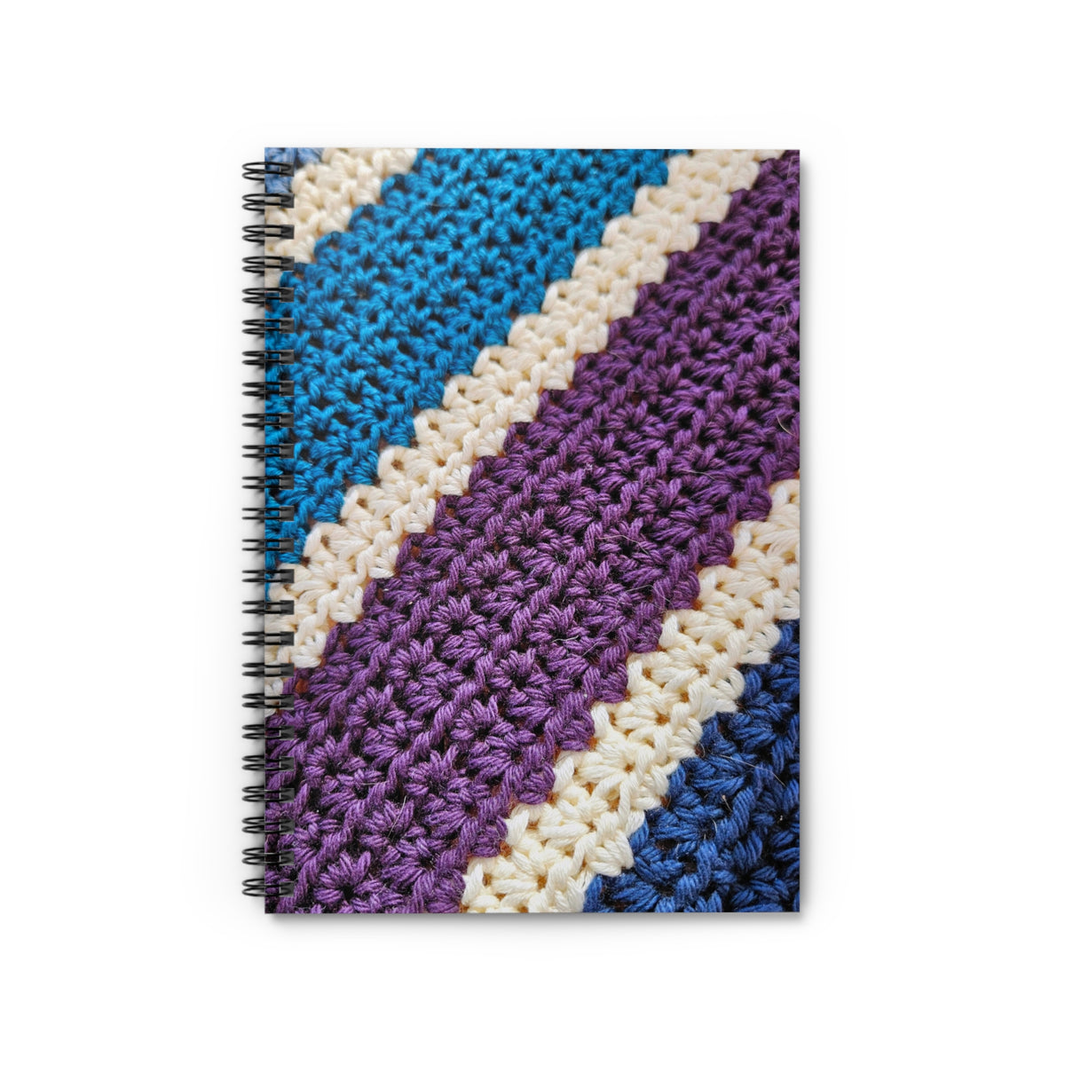 Crocheted Stripe Spiral Notebook — Ruled Journal for Crocheters & Crafters