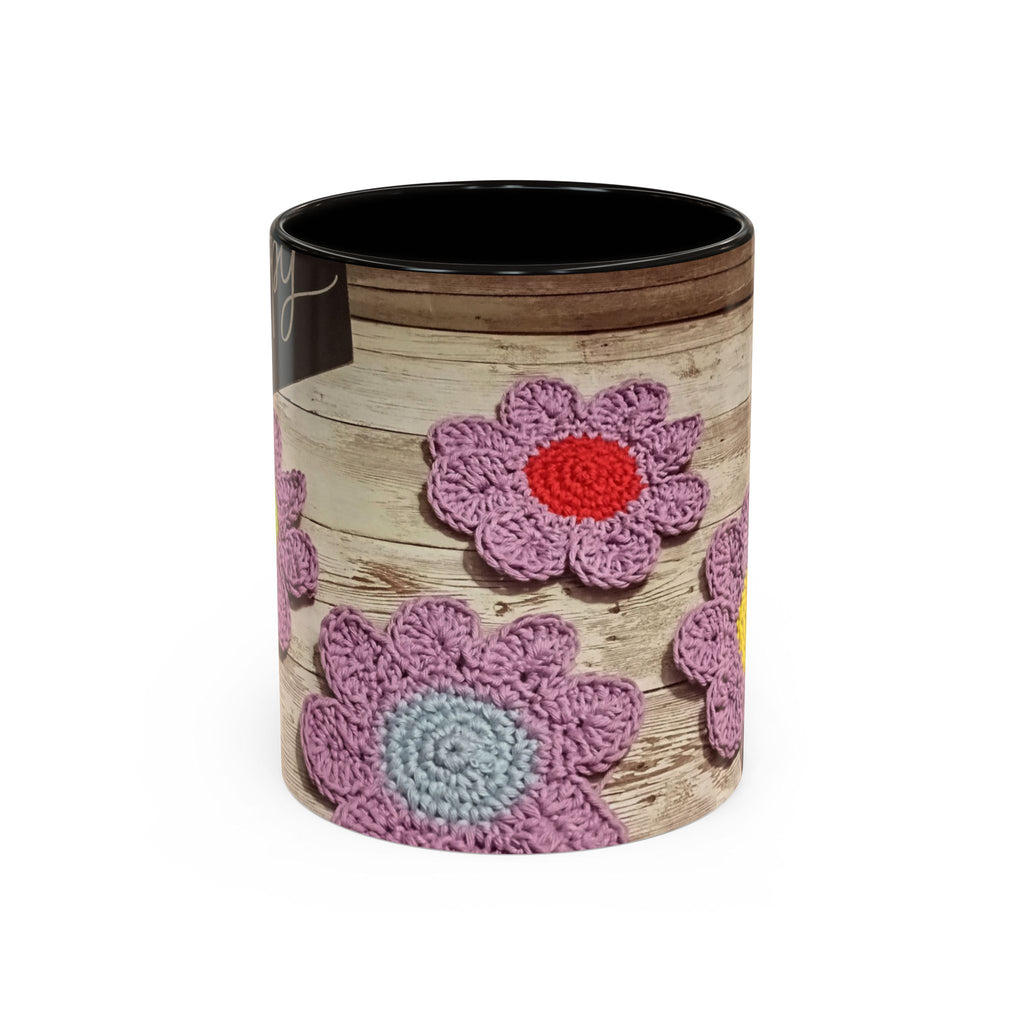 Crochet Flower Mug — Colorful Handmade Floral 11oz/15oz Coffee Cup