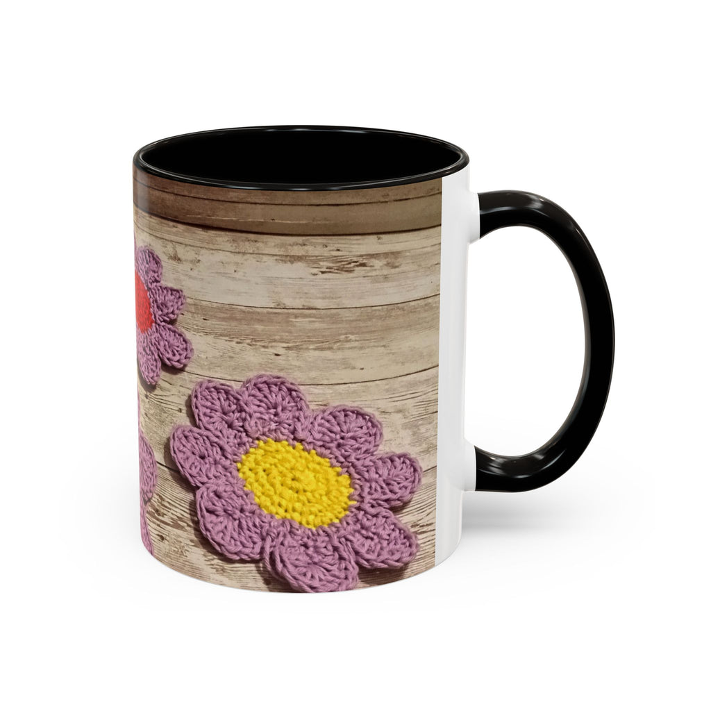 Crochet Flower Mug — Colorful Handmade Floral 11oz/15oz Coffee Cup