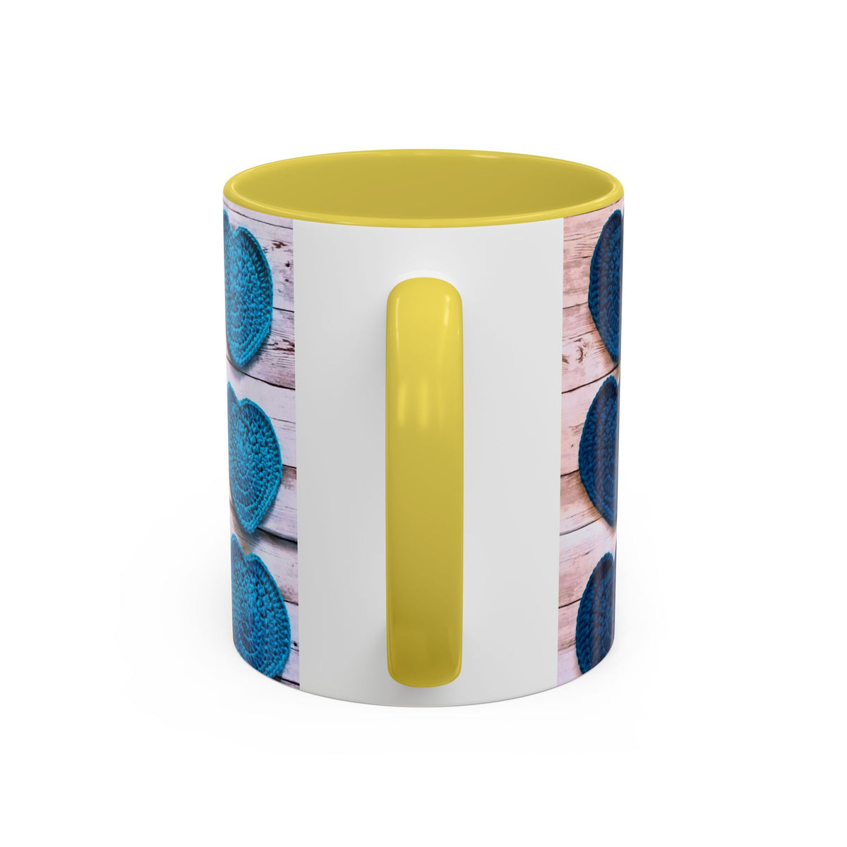 Blue Crochet Heart Mug — Colorful 11oz/15oz Ceramic Coffee Cup