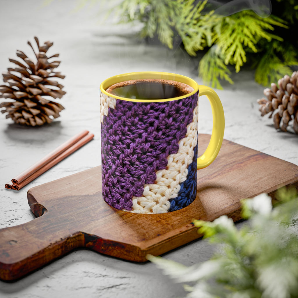Cozy Crochet Pattern Coffee Mug — Colorful 11oz & 15oz Ceramic