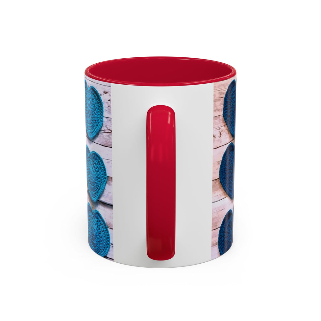 Blue Crochet Heart Mug — Colorful 11oz/15oz Ceramic Coffee Cup
