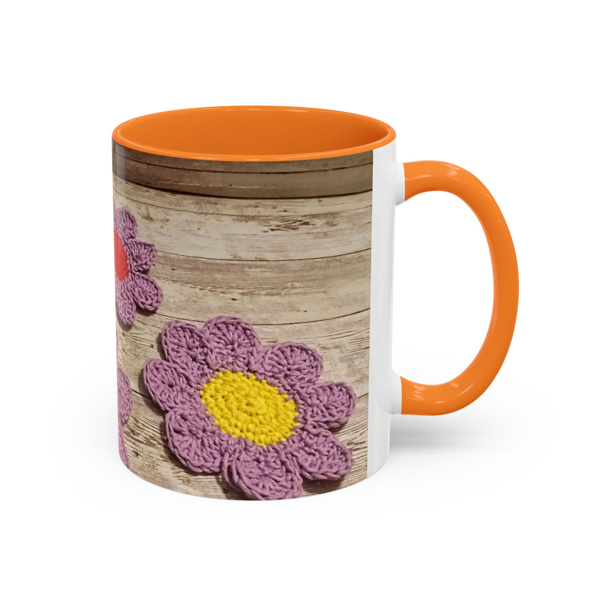 Crochet Flower Mug — Colorful Handmade Floral 11oz/15oz Coffee Cup