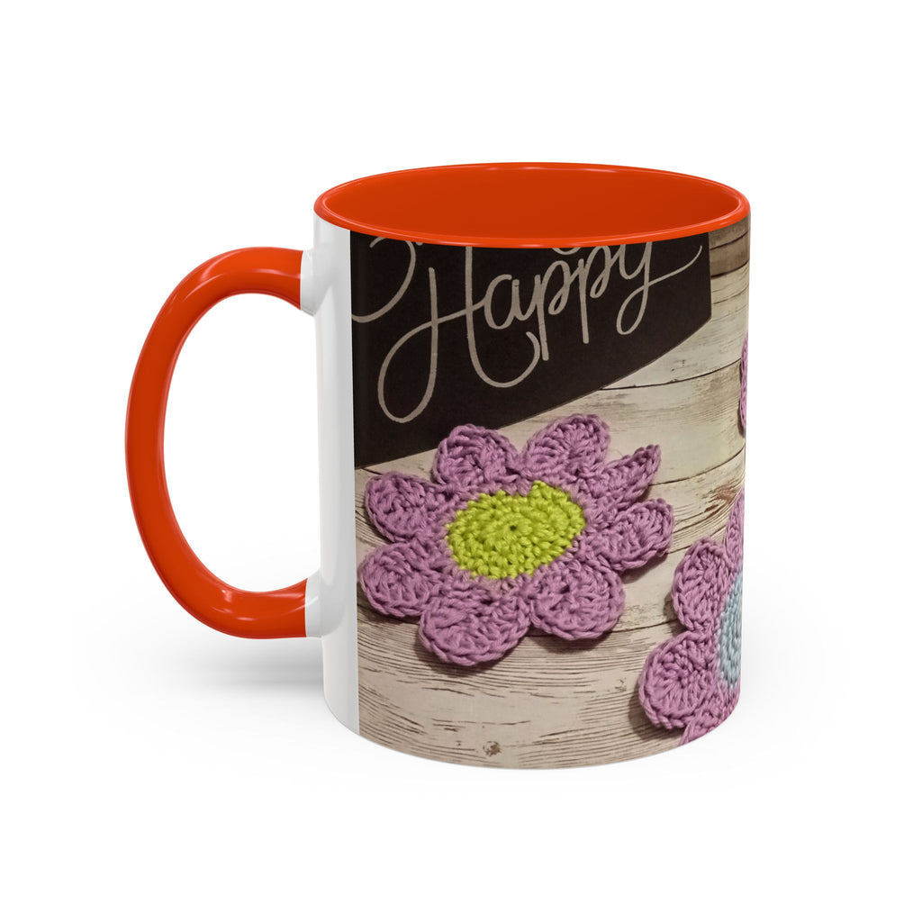 Crochet Flower Mug — Colorful Handmade Floral 11oz/15oz Coffee Cup