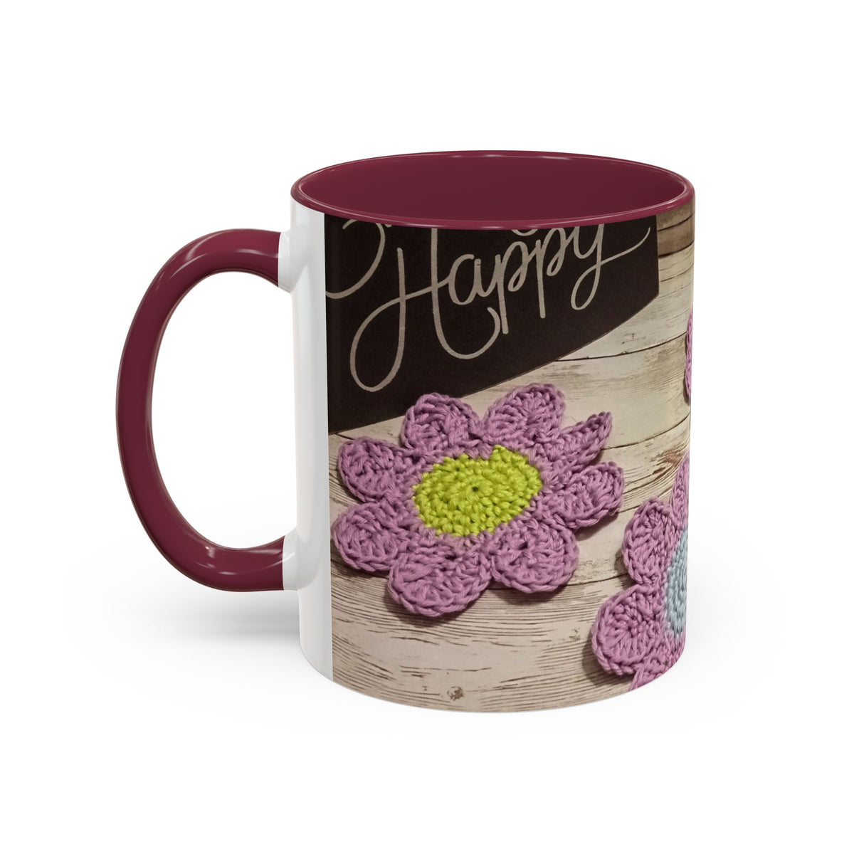 Crochet Flower Mug — Colorful Handmade Floral 11oz/15oz Coffee Cup