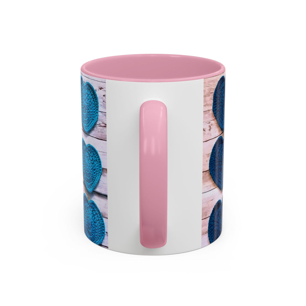 Blue Crochet Heart Mug — Colorful 11oz/15oz Ceramic Coffee Cup